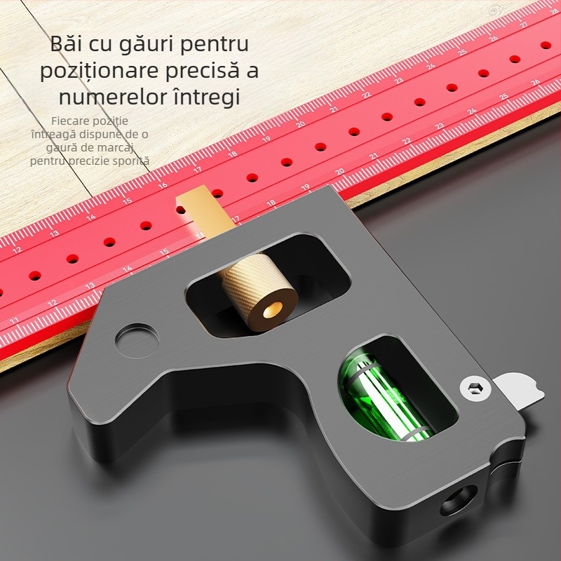 Riglă de tâmplă la 90 de grade și riglă unghiulară multifuncțională – îngroșată, precizie înaltă, riglă universală combinată