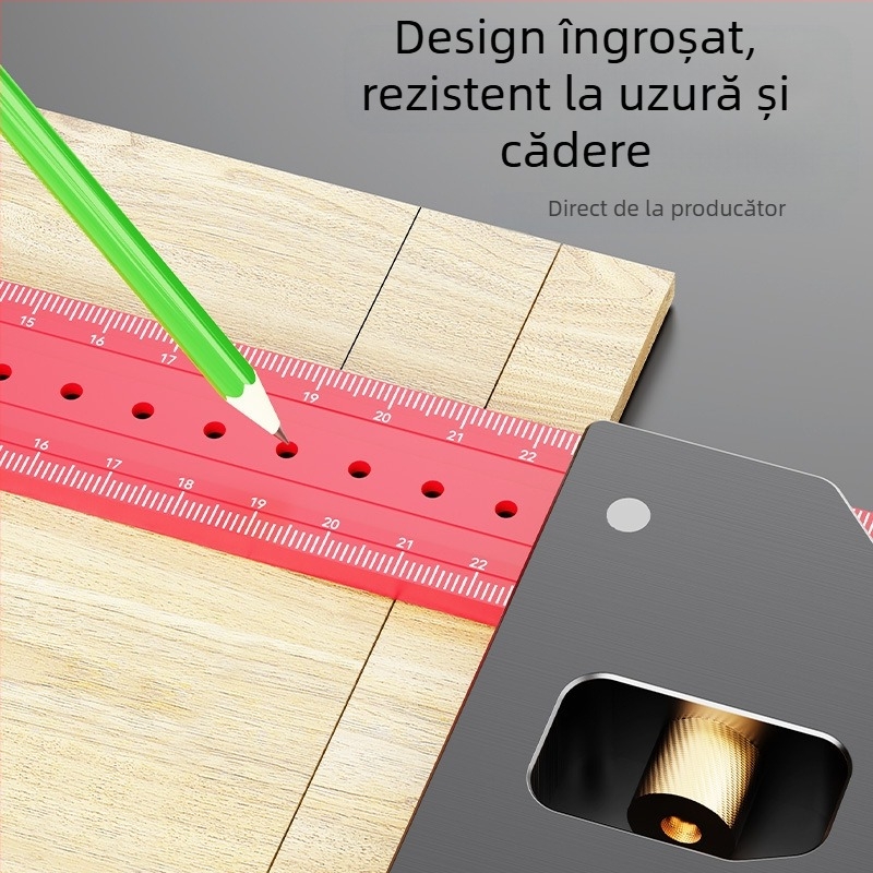 Riglă de tâmplă la 90 de grade și riglă unghiulară multifuncțională – îngroșată, precizie înaltă, riglă universală combinată