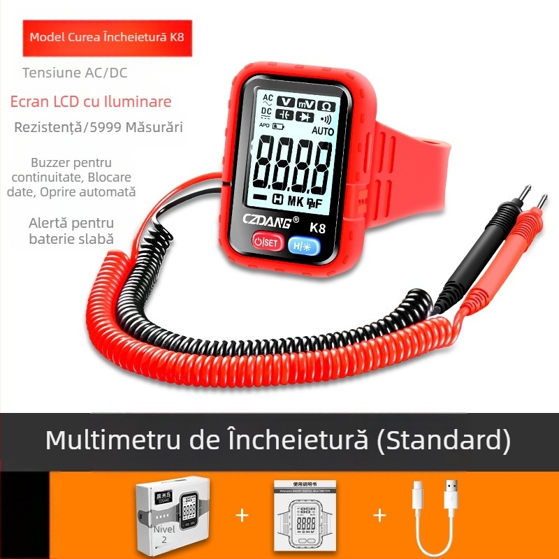 Multimetru digital cu precizie înaltă, multifuncțional, cu brățară iluminată