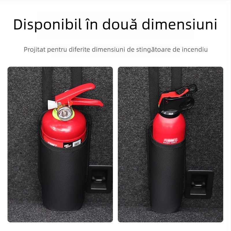 Sac de depozitare fix pentru stingător auto, în portbagaj; material Oxford; impermeabil; rezistent la compresie; cu mâner