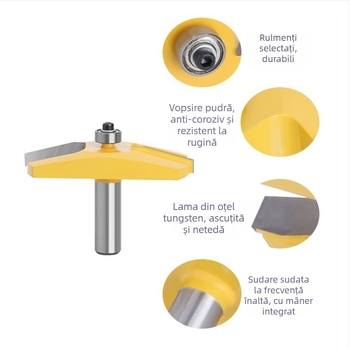 Freză pentru porți cu margine înclinată, vârf balon, arbore de 12, pentru tâmplă mobilier