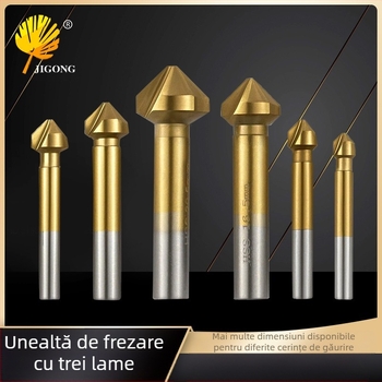 Journalists 90° cu 3 muchii, acoperire titan, freză pentru canelare și deschidere de găuri pentru prelucrarea lemnului, ascuțit complet