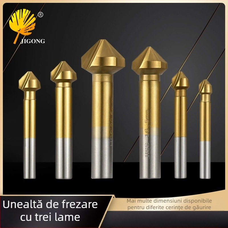 Journalists 90° cu 3 muchii, acoperire titan, freză pentru canelare și deschidere de găuri pentru prelucrarea lemnului, ascuțit complet