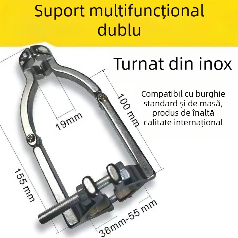 Suport fix pentru burghiu cu gaură pătrată pentru burghie manuale și de banc, convertibil în suport pentru burghiu manual