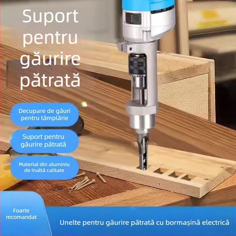 Suport fix pentru burghiu cu gaură pătrată pentru burghie manuale și de banc, convertibil în suport pentru burghiu manual