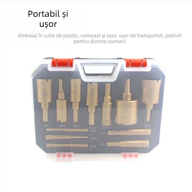Set pentru găuri în plăci, cu tăiere uscată – granit, marmură, porțelan, plăci vitrificate și piatră ceramică