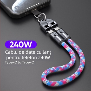 Nothing cablu USB-C 2-în-1 cu șnur, PD rapid încărcare, corp din aliaj, ieșire maximă 48V 5A