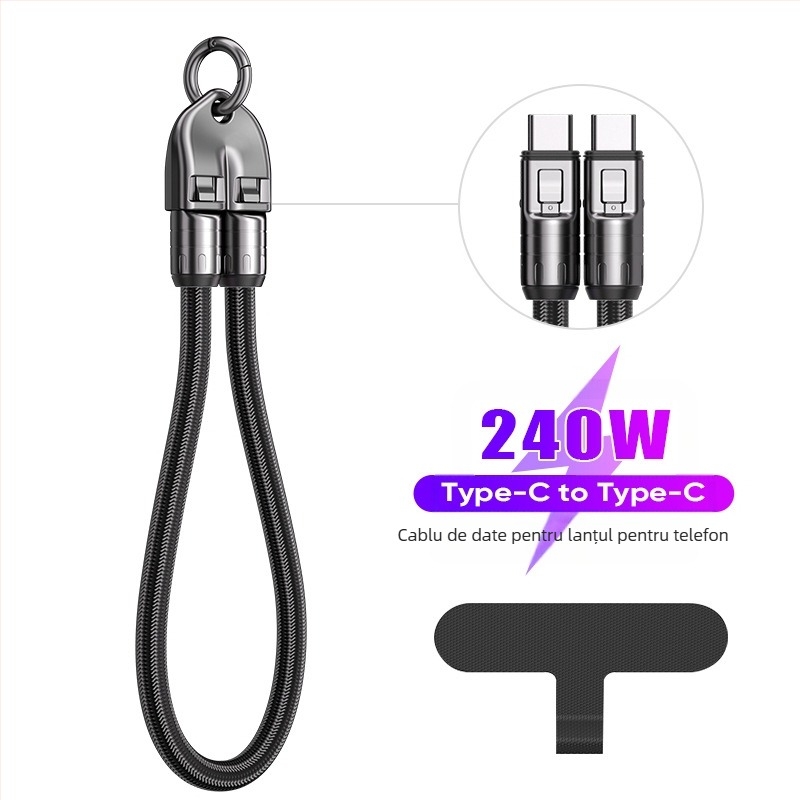 Nothing cablu USB-C 2-în-1 cu șnur, PD rapid încărcare, corp din aliaj, ieșire maximă 48V 5A