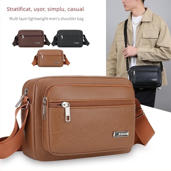 Geantă crossbody din PU pentru bărbați, pentru afaceri – Capacitate mare, Durabilă la uzură, Potrivită pentru călătorii de plăcere (PU piele, capacitate mare, rezistentă la uzură, stil business)