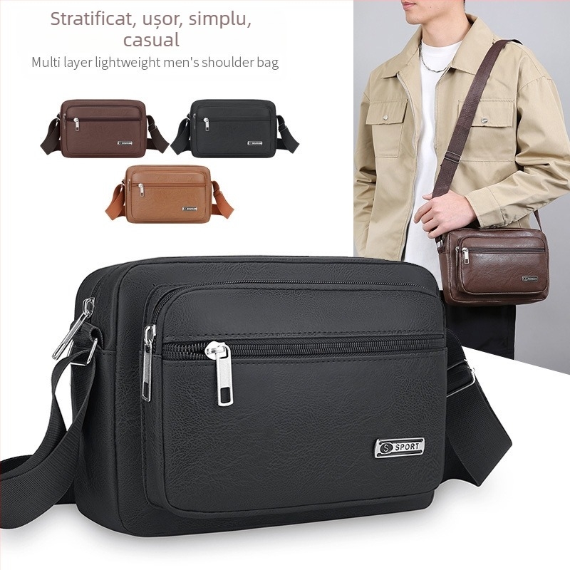 Geantă crossbody din PU pentru bărbați, pentru afaceri – Capacitate mare, Durabilă la uzură, Potrivită pentru călătorii de plăcere (PU piele, capacitate mare, rezistentă la uzură, stil business)