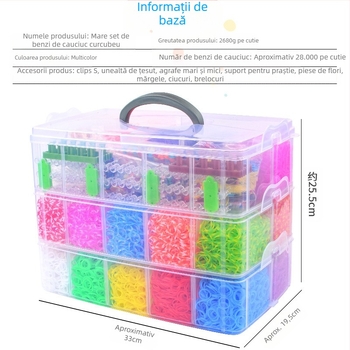 Mașină de țesut benzi elastice cu trei straturi pentru copii – jucărie educațională de asamblare, material TPR, potrivită pentru 7-14 ani