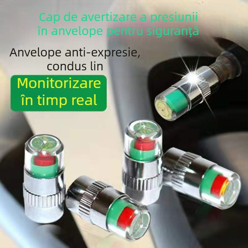 Cap de avertizare pentru presiunea pneurilor, metalic, interval 2,4 bar, afișaj color, monitorizare pneuri