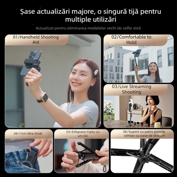 Mini selfie stick magnetic cu Bluetooth, suport telescopic pentru telefon, mâner MagSafe – anti-tremur