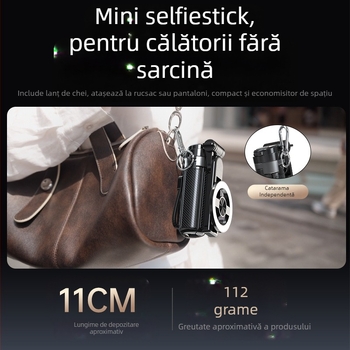 Mini selfie stick magnetic cu Bluetooth, suport telescopic pentru telefon, mâner MagSafe – anti-tremur