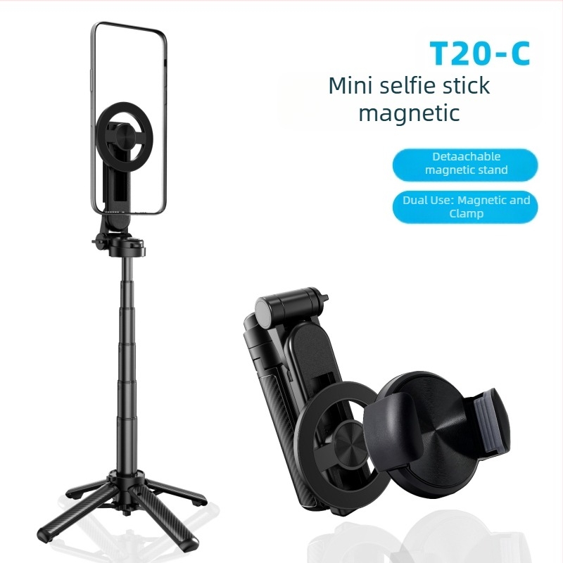 Mini selfie stick magnetic cu Bluetooth, suport telescopic pentru telefon, mâner MagSafe – anti-tremur