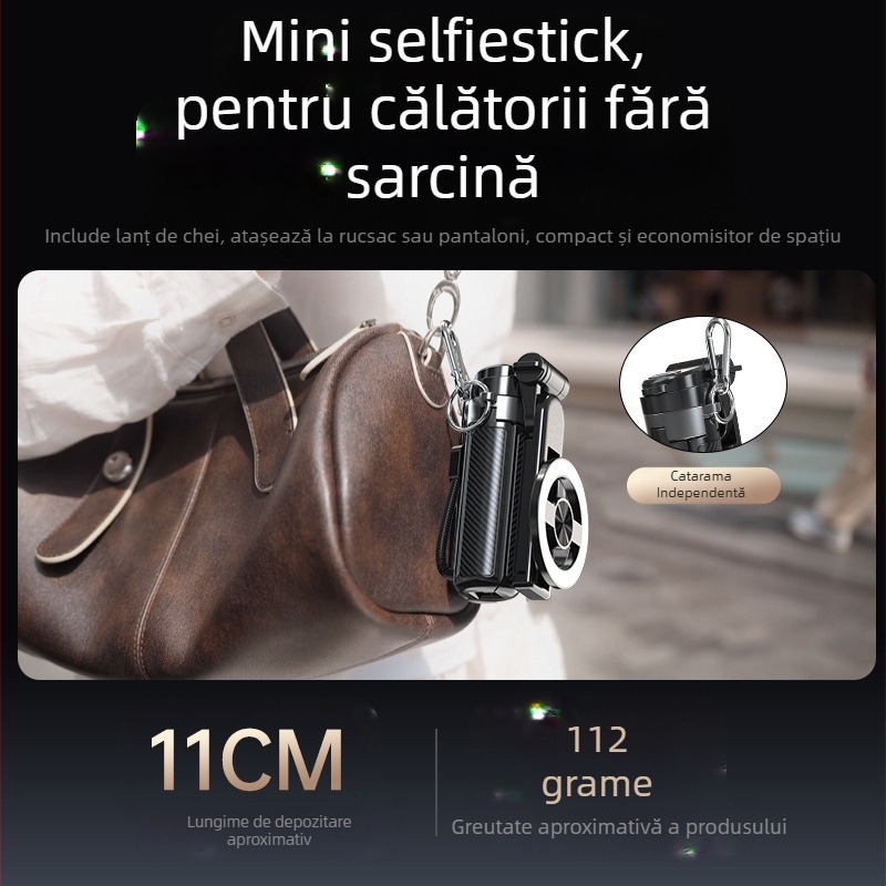 Mini selfie stick magnetic cu Bluetooth, suport telescopic pentru telefon, mâner MagSafe – anti-tremur