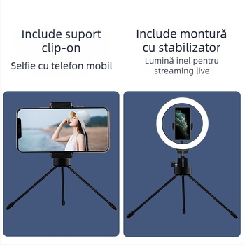 Suport de birou pentru telefon cu trepied, compatibilitate universală