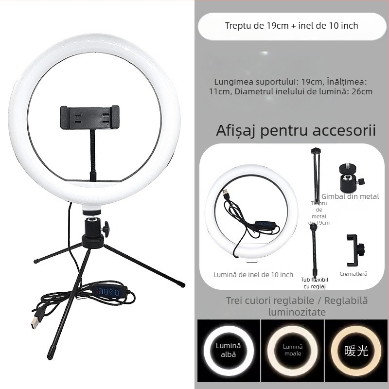 Suport de birou pentru telefon cu trepied, compatibilitate universală