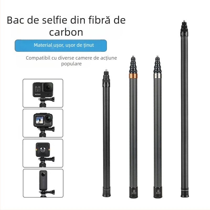 Bară de extindere pentru camerele Insta360 și GoPro panoramice de acțiune, aliaj de aluminiu, sarcină maximă până la 2 kg