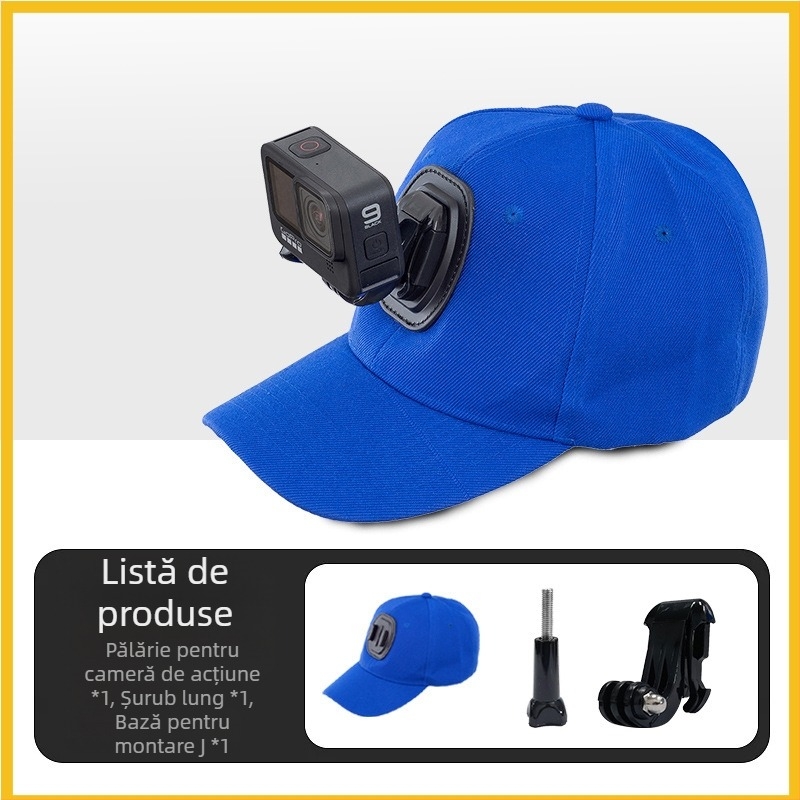 Șapcă de baseball pentru GoPro, Yi și SJCam – vizier prelungit, marcă Khaki, logo tipărit