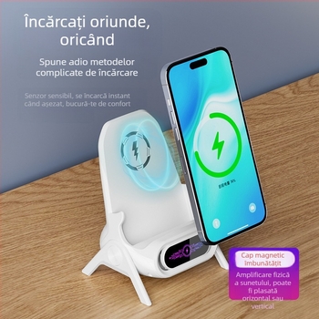 Încărcător wireless pentru telefoane mobile, cu suport de birou pentru utilizare orizontală sau verticală, QC3.0, 2 A, 15 W, Încărcare rapidă