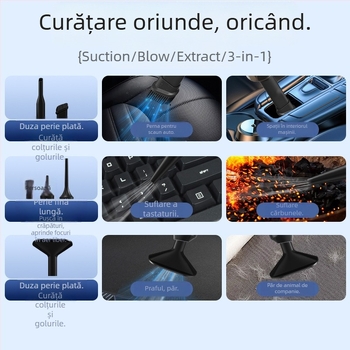 Aspirator manual fără fir pentru mașină și casă, 16000 Pa, 80 W, 7,4 V, sterilizare și curățare praf