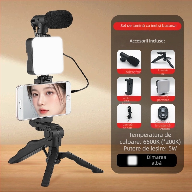 AY-49X Lumină Mini pentru umplere, pentru utilizare manuală, cu stativ de birou, ideală pentru streaming live și înregistrări video, 5V, sub 10W, compatibilă cu mai multe camere