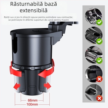 Suport auto pentru pahare cu suport pentru telefon; Universal; ABS; Model 3066-C; Compatibil cu panoul de bord