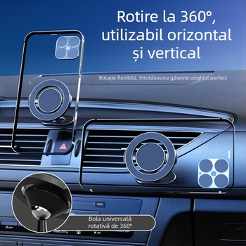 Suport auto pentru telefon, rotativ la 360°, pentru bordul mașinii, cu adeziv, pliabil și magnetic, personalizabil
