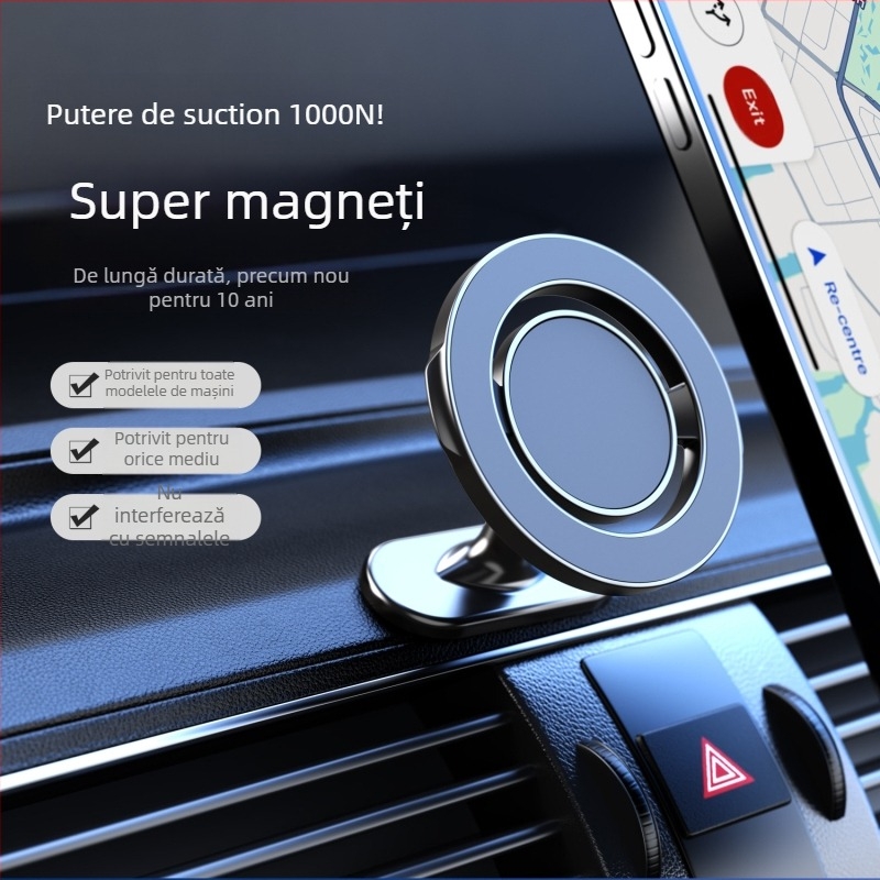 Suport auto pentru telefon, rotativ la 360°, pentru bordul mașinii, cu adeziv, pliabil și magnetic, personalizabil