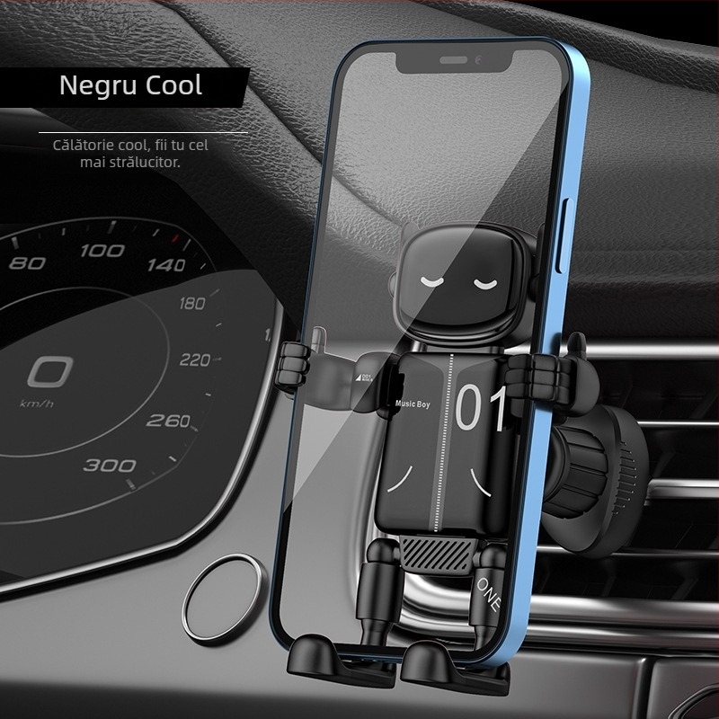 Suport auto pentru telefon cu prindere gravitațională pe conducta de ventilație, universal, ABS+PC