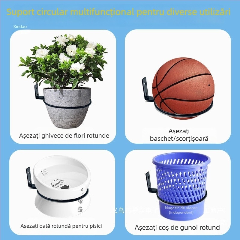 Suport de plante rotund montat pe perete din fier pentru exterior