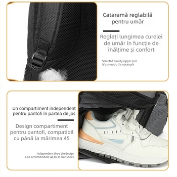 Rucsac pentru antrenament de fotbal, capacitate mare, impermeabil, compartiment pentru pantofi separat, respirabil, bretele curbate, material Oxford