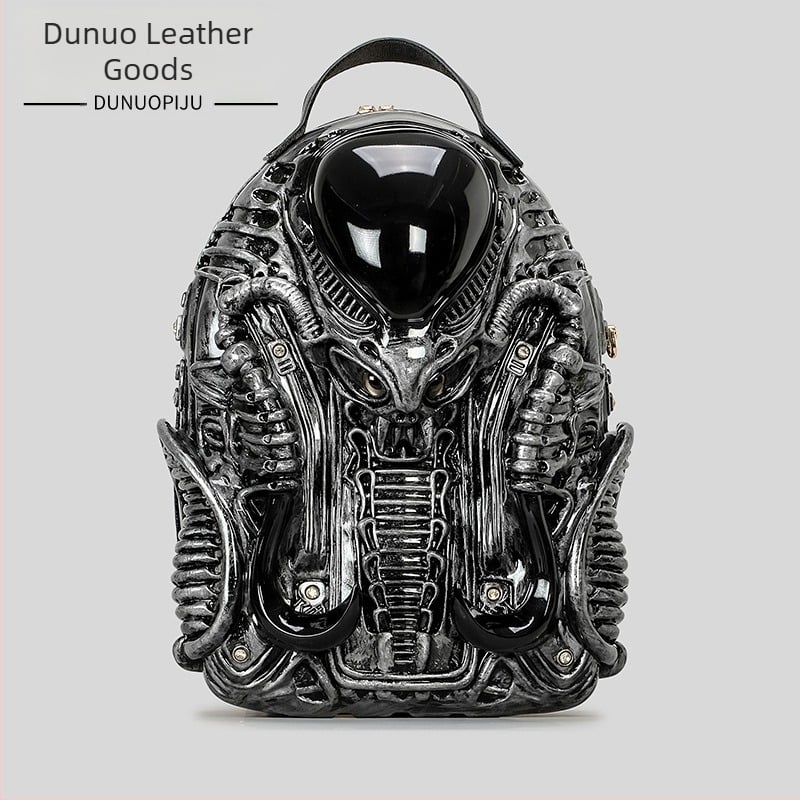 Rucsac unisex în formă de cobră, PU material, fermoar, căptuială poliester, buzunar pentru telefon, respirabil