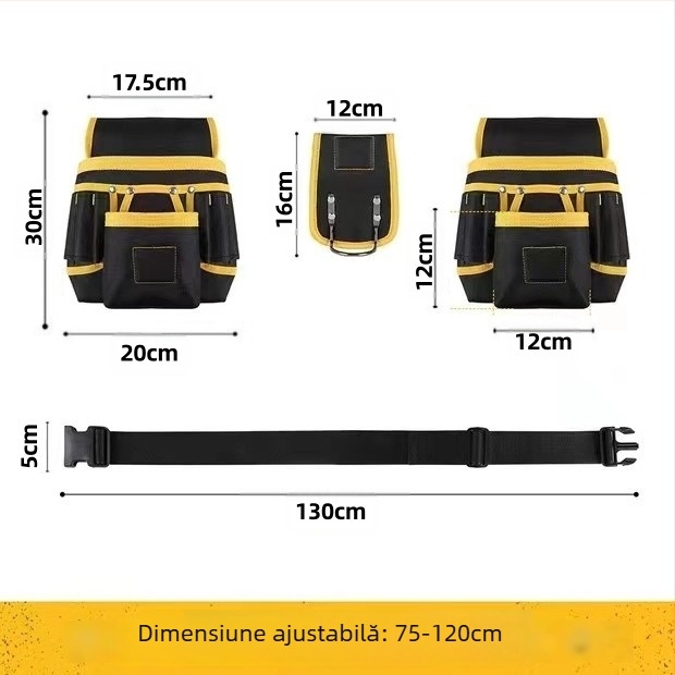 Geantă de unelte pentru centură — transport, protecție și organizare; seria kit de unelte; capacitate de încărcare personalizabilă și materialul cadrului