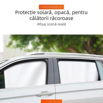 Umbră magnetică pentru geamul mașinii - țesătură cu acoperire argintie, reflexivă, izolație termică, personalizabilă, potrivire universală