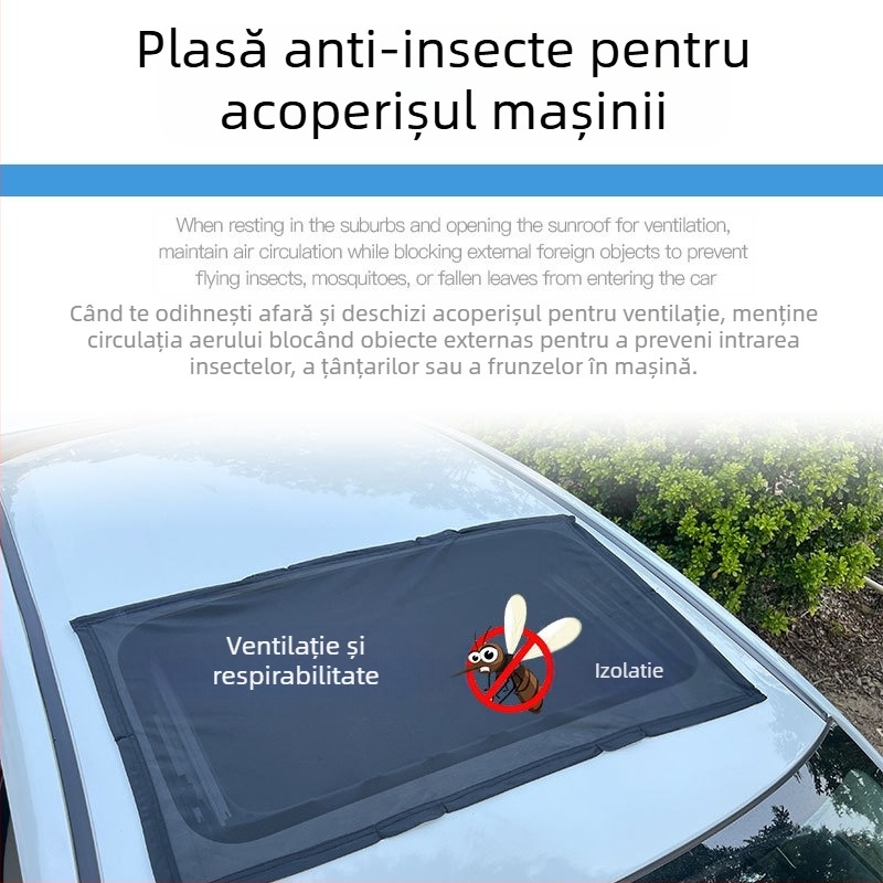 Ecran de protecție pentru țânțari pentru luneta automobilului, plasă, transparent, montaj atârnat, modele generale, imprimarea siglei acceptată