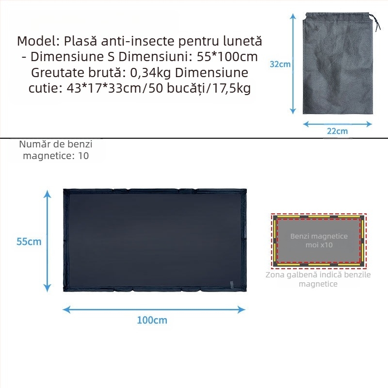 Ecran de protecție pentru țânțari pentru luneta automobilului, plasă, transparent, montaj atârnat, modele generale, imprimarea siglei acceptată