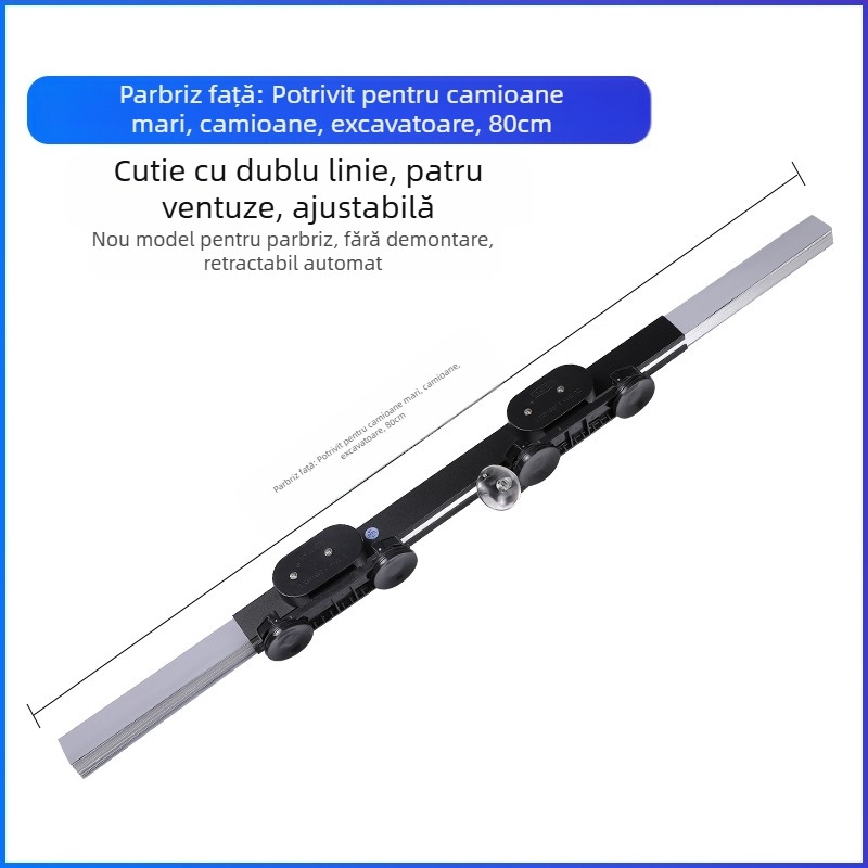 Protecție solară auto cu perdea retractabilă, montaj cu ventuze, folie de aluminiu, greutate 0,6 kg, posibilitate imprimare logo