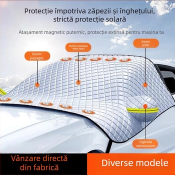 Acoperire parbriz auto - folie de aluminiu groasă, atașare cu ventuze, potrivire universală, greutate 1 kg