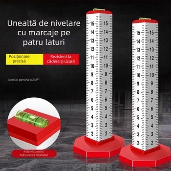 Rigla din aliaj de aluminiu cu patru fețe pentru nivelare și poziționare orizontală în zidărie și placări