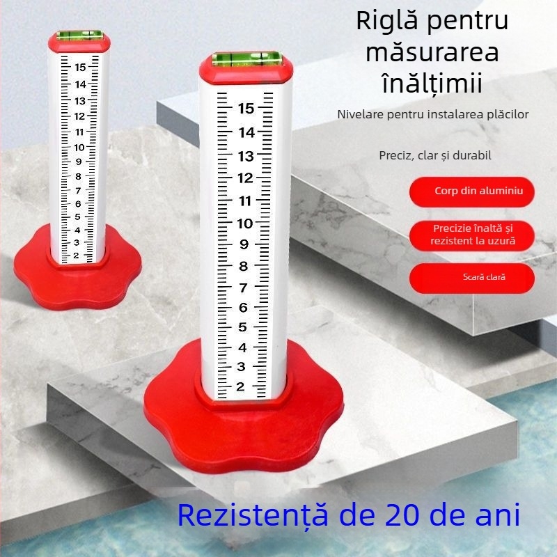 Rigla din aliaj de aluminiu cu patru fețe pentru nivelare și poziționare orizontală în zidărie și placări