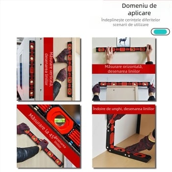 Nivelă pliabilă de înaltă precizie pentru tâmplărie, riglă magnetică de unghiuri, instrument de măsurare multifuncțional