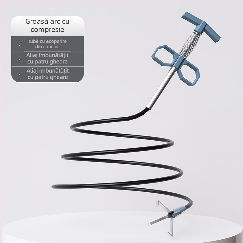 Deblocator WC cu design cu patru gheare – unealtă de canalizare pentru gospodărie, PP + oțel inoxidabil, lansat toamna 2022