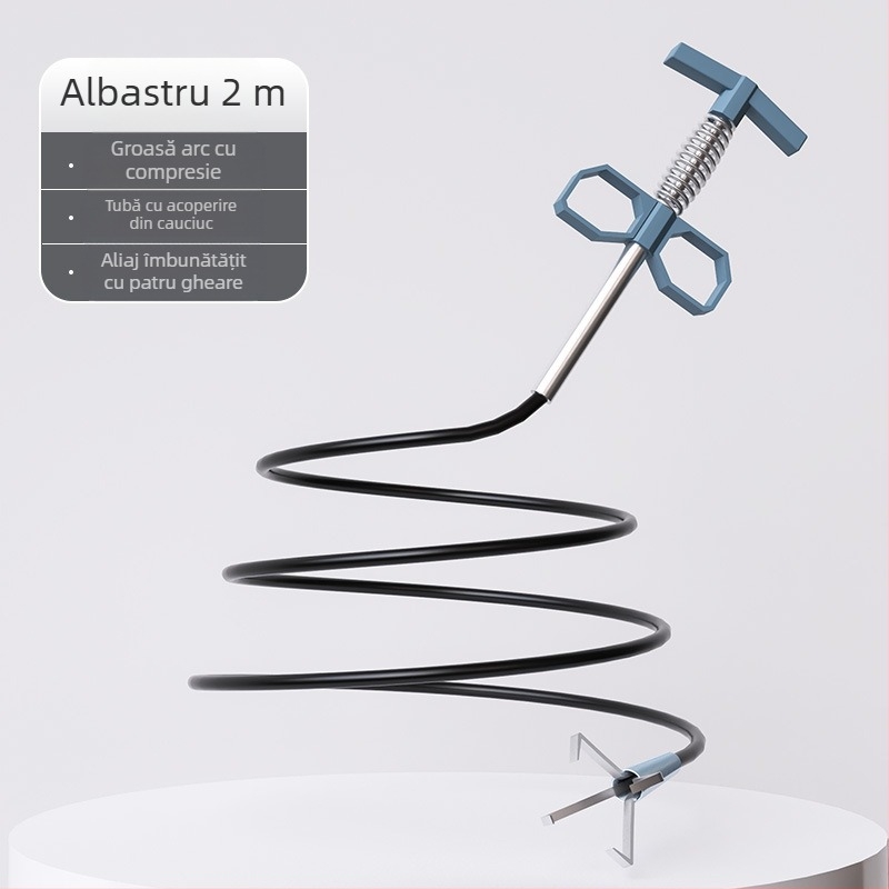 Deblocator WC cu design cu patru gheare – unealtă de canalizare pentru gospodărie, PP + oțel inoxidabil, lansat toamna 2022