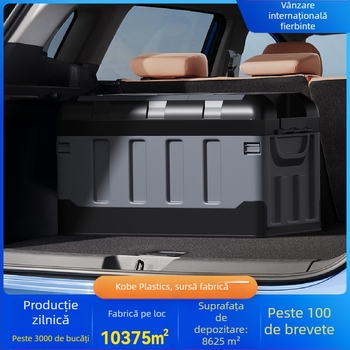 Cutie de depozitare pliabilă pentru portbagajul mașinii, pentru camping în aer liber – 60-70 L, 59×35×35 cm, PP plastic