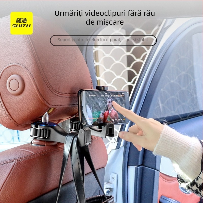 Cârlig auto pentru spatele scaunului cu suport pentru telefon — ABS (Brand: Shunwei; Model: Car hook; Tip: Hook; Material: ABS; Logo imprimat: OK)