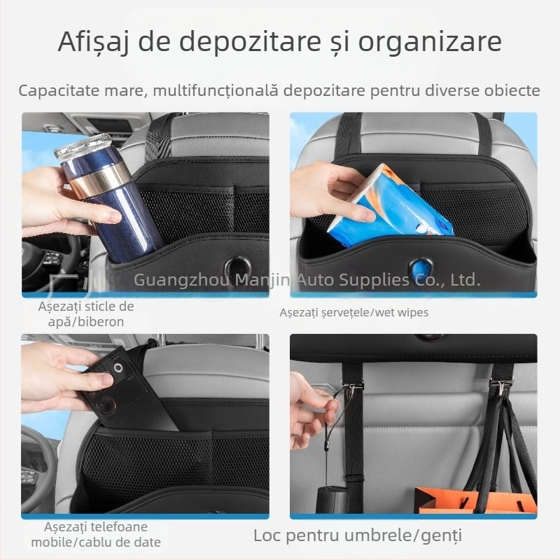 Geantă de depozitare din piele pentru spatele scaunului auto, impermeabilă, de agățat, potrivire universală.