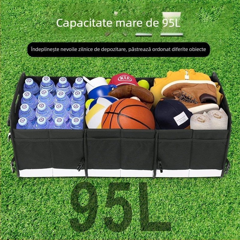 Cutie de depozitare pentru portbagaj auto din poliester, pliabilă, cu mâner, imprimare logo