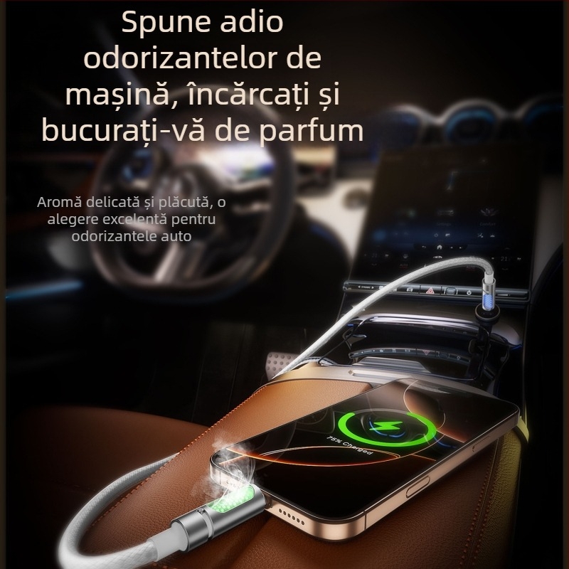 Cablu de date USB-C pentru mașină cu aromaterapie, silicon, cap unic, încărcare rapidă 240W